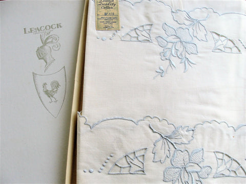 MADEIRA Leacock Vintage Cutwork Fancy Cotton PILLOWCASES Seed Embroidery,Boxed Never Used,French Cottage,Bridal Gifts,Collectible Linens