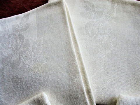 VINTAGE Irish Linen Napkins,Damask Linen ROSES Pattern Set,Wedding Gift,Housewarming Gift, Elegant Dining,Collectible Vintage Table Linens