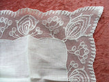 CHARMING Vintage Lace Hankie BRIDAL WEDDING Handkerchief Special Hanky Lovely Tambour Netted Lace Edge Collectible Lace Hankies