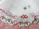 Vintage HOLIDAY Decor Novelty Hanky, Hankie, Xmas Bells, Christmas Hankies,Christmas Handkerchief,Colorful Winter Hanky, Holiday Decor