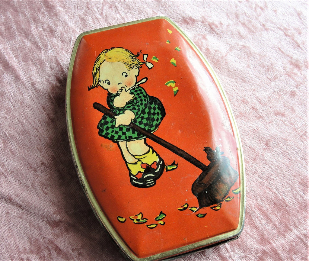 Vintage 1930s RILEYs Tin Box,Mabel Lucie Attwell,Toffee Tin,British Candy,English Tin Box,Cute Child Tin,Adorable Litho Tin,Collectible Tins