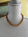 Vintage GLITTERING Copper Bronze Color CZECH Glass Necklace, Sparkling Beads For Bride Wedding Evening Wear High Quality Costume Jewelry