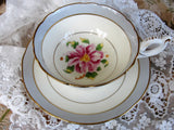 LOVELY Coalport English Bone China Teacup and Saucer, Pink and Grey Tomorrow Pattern Vintage Cup and Saucer,Collectible Teacups,Tea Parties
