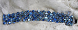 Vintage SHERMAN 5 Row Bracelet,Prong Set,BLUE Brilliant Rhinestones,Dazzling Swarovski Crystal,Collectible Glittering Signed Sherman Jewelry