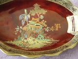 FABULOUS Vintage Carlton Ware ROUGE ROYALE Large Bowl,Pagoda Pattern,Lovely Enamel Work,Art Deco Design,Lush Gold Gilt Trim,Decorative Bowl