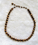 Vintage GLITTERING Copper Bronze Color CZECH Glass Necklace, Sparkling Beads For Bride Wedding Evening Wear High Quality Costume Jewelry