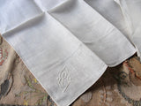 VINTAGE Art Deco 20s Elegant Mens Gentlemens Handkerchiefs,Irish Linen,Monogram P,Quality Hankies Never Used Hanky Pocket Square Retro Linen