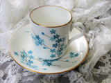 VINTAGE Royal Grafton English Bone China Demitasse Cup and Saucer,Cheerful Blue Flowers,Farmhouse,French Cottage,Collectible Cappuccino Cups