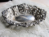 GORGEOUS Antique English Sterling Silver Ornate Dish,Lace Like Open Work,English Sterling Hallmarks, Fancy Floral Pattern,Collectible Silver