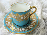 VINTAGE Aynsley English Bone China DEMITASSE Cup and Saucer,Lavish Turquoise and Gold,Cappuccino,Espresso Coffee Cup and Saucer,Collectible