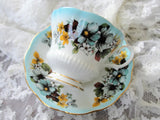 VINTAGE Royal Albert English Bone China Teacup n Saucer,Reflection Series,Pretty Flowers,Pedestal Cup and Sauce,Collectible Vintage Teacups