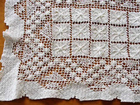 LOVELY Vintage Hand Made Lace Runner, Table,Buffet or Dresser Lace Runner,Darned Lace Hand Knotted, Lace Runner,French Farmhouse,Wedding