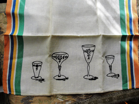 Vintage Linen French Torchons,Kitchen Tea Towel,Stripe Linens,Bar Ware,French Farmhouse,Embroidered Kitchen Towel, Decorative Vintage Linens