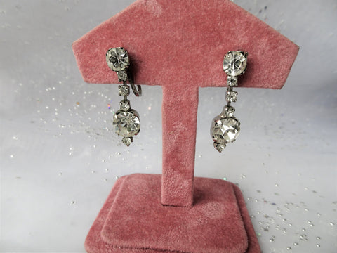 GLAMOROUS Art Deco Earrings,CORO Brilliant Drop Earrings,Rhinestone Earrings,Dangle Flapper Earrings,Bridal,Collectible Vintage Jewelry