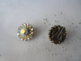 DAZZLING Art Glass Earrings,Mirror Like Sparkling Aurora Borealis Rhinestones,1950s Clip On Earrings,Mid Century,Collectible Vintage Jewelry