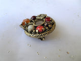 STRIKING Vintage SCOTTISH Brooch,Buckle Motif,Agate Glass Stones,Beautiful Colors and Details,Vintage Scottish Jewelry,Collectible Jewelry