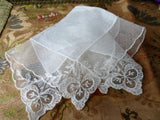 LOVELY Vintage Lace Hanky,BRIDAL WEDDING Handkerchief,Tambour Lace Hankie,Netted Lace Edge,Bridal Party Hankies,Collectible Lace Hankies