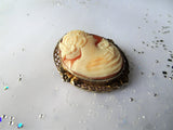 BEAUTIFUL Antique Cameo Brooch,Hand Carved Shell Cameo,Ornate Gilt Silver Setting,Pin or Pendant,Collectible Antique Cameos,Vintage Jewelry