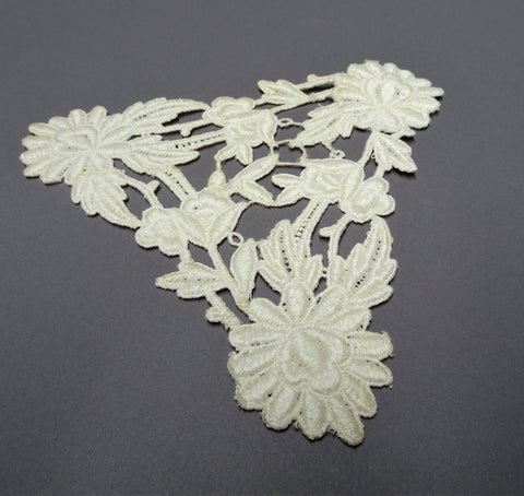 LOVELY Intricate Heavily Embroidered Vintage APPLIQUE,Creamy White Flowers Corsage,Large Trim for Hats,Wedding Bridal,Flapper Clothing Etc