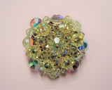 GORGEOUS Chartreuse Cut Crystal Brooch,Cut Petal Like Stones,AB Crystals,Mid Century Brooch, Unique Design,Collectible Vintage Jewelry