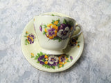 CHARMING Aynsley English Bone China Teacup And Saucer,Cheerful Pansy Pansies Teacup and Saucer,Cup and Saucer,Collectible Vintage Teacups