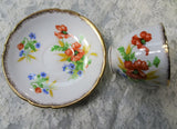 LOVELY Stanley Fine English Bone China Teacup and Saucer,Beautiful POPPY Flowers,Lush Gold Trim,Collectible Vintage Teacups