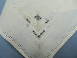 LOVELY Arts and Crafts Era Embroidered Linen Table Centerpiece, Lots of Hand Work Creamy Off White and Ecru, Collectible Vintage Linens