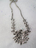 GLAMOROUS Art Deco Design Large Pendant Necklace,Sparkling Bridal Glass Necklace,Sterling Silver,Vintage Evening,Collectible Jewelry