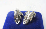 GLAMOROUS Vintage 50s SHERMAN Style Earrings,Swarovski  Blue Aurora Borealis,Baby Blue Glass Clip On Earrings,Collectible Jewelry