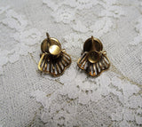 SPARKLING Vintage 50s Earrings,GLITTERING Art Glass,Amber Color Glass,Aurora Borealis Rhinestones,Screw Back Earrings,Collectible Jewelry