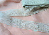 Lovely Antique French Lace Trim Baby Blue Netted Lace For Dolls,Flapper Dress, Bridal Wedding, Heirloom Sewing ,Collectible Vintage Lace