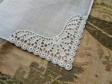 LOVELY VINTAGE HANKY Handkerchief, Swiss Lace Corner Hanky,Never Used Hankie,Something Old Bridal Gift