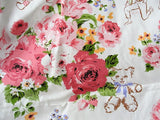 BEAUTIFUL Vintage Textile,Ballerina,Teddy Bears,Roses Fabric,Decorative 50s Shabby Chic Fabric,Cottage Decor, Collectible Vintage Textiles