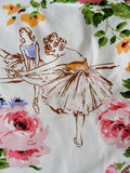 BEAUTIFUL Vintage Textile,Ballerina,Teddy Bears,Roses Fabric,Decorative 50s Shabby Chic Fabric,Cottage Decor, Collectible Vintage Textiles