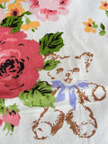 BEAUTIFUL Vintage Textile,Ballerina,Teddy Bears,Roses Fabric,Decorative 50s Shabby Chic Fabric,Cottage Decor, Collectible Vintage Textiles