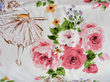 BEAUTIFUL Vintage Textile,Ballerina,Teddy Bears,Roses Fabric,Decorative 50s Shabby Chic Fabric,Cottage Decor, Collectible Vintage Textiles