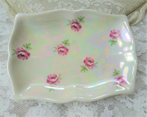 VINTAGE Royal Winton Chintz Pink Roses Trinket Dish,Pin Dish,Tea Bag Plates,Vintage Vanity Dish, Farmhouse,French Decor