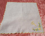VINTAGE 1950s Monogram F Hanky Pretty Floral Embroidery Handkerchief,YellowRoses Hankie,Collectible Vintage Hankies