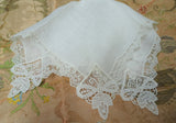 Antique 1920s Heirloom Lace Edged FRENCH Handkerchief Hanky Perfect Bridal Wedding Hankie Special Wedding,Collectible Hankies