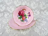 BEAUTIFUL PARAGON Teacup and Saucer,English Bone China Cup and Saucer,PINK Floral Cabinet Teacup ,Double Warrant,Collectible Vintage Teacups