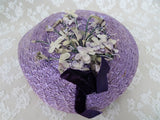 INCREDIBLE Vintage Hat, Lavender Purple, White Gray Silk Flowers, Millinery Flowers, Gorgeous Display, Collectible Vintage Hats