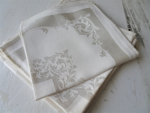 VINTAGE Irish Damask Linen Napkins,Elegant Pattern Set,Wedding Gift,Housewarming Gift, Elegant Dining,Collectible Vintage Table Linens