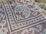 GORGEOUS Vintage Hand Made Lace Table Coth,Table Topper,Tea Tablecloth, Darned Lace,Hand Knotted Lace,French Farmhouse ,Vintage Linens
