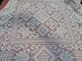 GORGEOUS Vintage Hand Made Lace Table Coth,Table Topper,Tea Tablecloth, Darned Lace,Hand Knotted Lace,French Farmhouse ,Vintage Linens