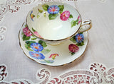 BEAUTIFUL Teacup and Saucer,HAMMERSLEY English Bone China,Pink Blue Flowers Cup and Saucer,Bridal Showers Tea Parties,Collectible Teacups