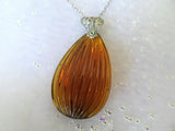 LOVELY Art Deco Czech Glass Pendant,1920s Necklace Amber Glass and Sterling Silver,Eye Catching Design, Collectible Vintage Jewelry