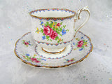 ROMANTIC Vintage Tea Cup and Saucer,Petit Point,Royal Albert,English Bone China,Bridal Showers,Hostess Gift,Tea Parties,Collectible Teacups