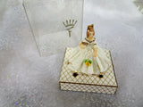 ANTIQUE Dresden Doll Figurine In ORIGINAL Box,Miniature Dresden Porcelain Figurine,Porcelain Lace Dress,Holding Fan,Collectible Figurines