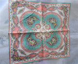 LOVELY Vintage Printed Floral Hanky,Handkerchief To Frame,Collectible Hankies,1950s Hankies, 1950s Handkerchiefs, Mid Century Hankies