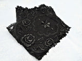 LOVELY Antique Black French Lace, Wide and Long Lace, 1890s Lace, Intricate Embroidery on Netted Lace,Black Roses, Collectible Vintage Lace